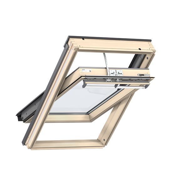 VELUX střešní okno dřevěné kyvné, elektrické se solárním napájením GGL MK04 306630 SOLAR 78x98cm
