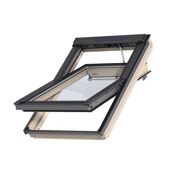VELUX střešní okno dřevěné kyvné, elektrické se solárním napájením GGL MK04 306630 SOLAR 78x98cm