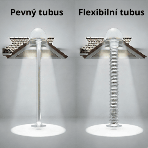 Jaký světlovod vybrat? Rozdíl mezi pevným a flexibilním tubusem. Pevný tubus je účinnější.